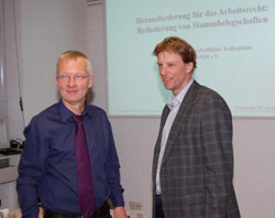 Prof. Dr. Olaf Deinert (Uni Göttingen) und Prof. Dr. Ralf Pieper (Uni Wuppertal) bei der Begrüßung der Gäste (Foto ASER, Wuppertal).
